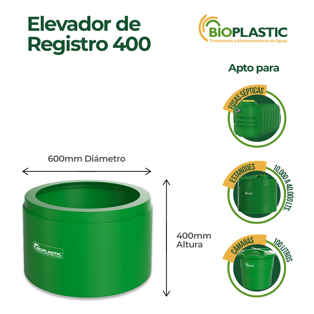 Elevador de registro 400 mm